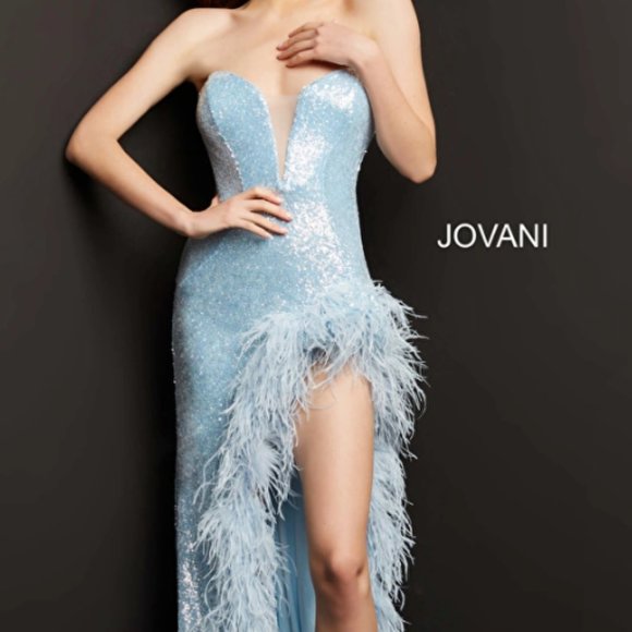 Jovani Dresses & Skirts - 07068 Jovani Light Blue Strapless Plunging Neck Dress